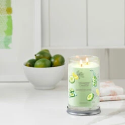 Yankee Candle Cucumber Mint Cooler Signature Large Tumbler Candle -Campusgifts Shop yankee candle 1728873e cucumber mint cooler signature large tumbler candle lifestyle 1
